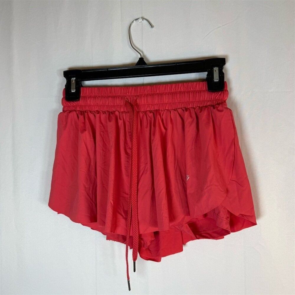 XSEYOGAI Skirt Womens Size S Red Flowy Athletic Running Shorts Drawstring